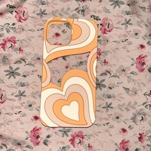 Orange heart phone case
